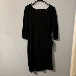 Sparkly black textured dress, knotted waist, size xl